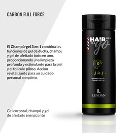 Lendan - 3-in-1 Shampoo-Gel - Hair To Go Men - 100 ml - Shower Gel, Shampoo, and Shaving Gel - Deep Cleansing - with Activated Charcoal and Ginseng - Removes Impurities - Hydrates Skin