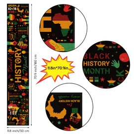 Black History Month Table Runner African American Heritage Festival Party Decoration Rustic Linen African Freedom Day American Party Home Kitchen Dining Room Decor (13" x 72") (Style B)