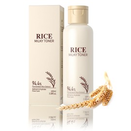 Rice Toner Korean Face Hydrating for Glowing Skin, 100ml Lightweight Non-Sticky Rice Essence Toner for All Skin Types, Deep Moisture & Brightening
