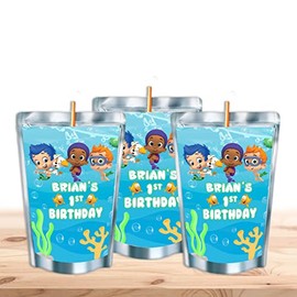 Bubble Guppies Juice Pouches - Printed Adhesive Labels or Assembled Drinks - 12Pack