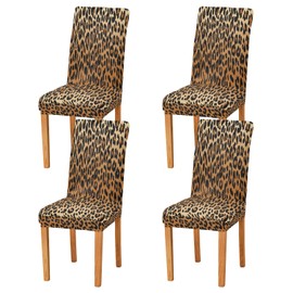 xigua Chair Covers 2 Pack,Dining Chair Slipcover Washable Removable for Kitchen,Hotel,Restaurant,Ceremony Protector-Fashion Colorful Leopard Animal Print