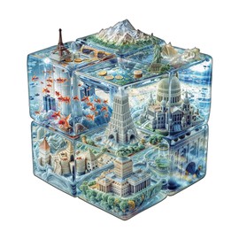 Jigfoxy Ice City Wooden Jigsaw Puzzles for Adults, 240pcs Unique Animal Shape Wood Puzzles, Birthday Gifts for Family Friend with wooden box(13.4 * 12.4in)