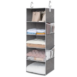StorageWorks 5-Shelf Hanging Shelves for Closet, Clothes Organizers and Storage, 13" D x 15" W x 47 ¾" H, Gray