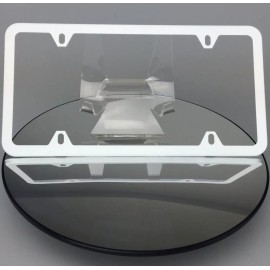 MotorVehicleParts Powder Coated Flat White Frame Holder Stainless Steel License Plate Slim 4 Hole