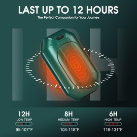 Reusable Rechargeable Hand Warmer, Portable Mini Hand Warmer, 2 in 1 Hand Warmer 2000mAh*2 Heating up to 15 Hours, Suitable for Indoor and Outdoor Sports, Unisex 2 Pcs(Green)