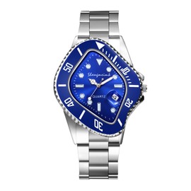 Men's Wristwatch, Waterproof, Analog, Funny: Stainless Steel Strap, Simple, Stylish, Silver, Men's Accessories - Father's Day, Valentine's Day, Christmas Gift, blue, Bracelet Type