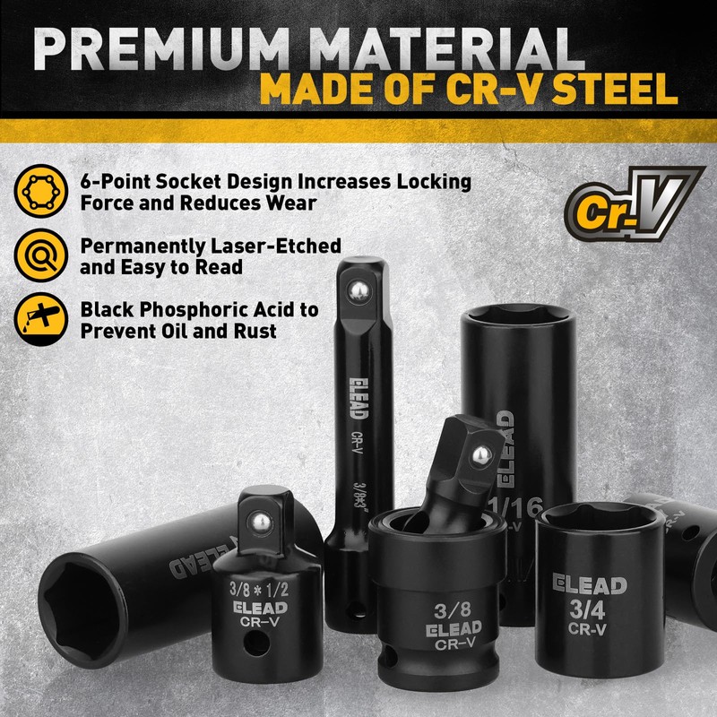 ELEAD 3/8" Drive Impact Socket Set, 96-Piece Deep & Shallow