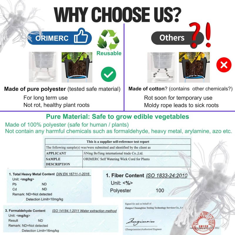 Orimerc 50Ft 1/4 Inch Plants Self Watering Capillary Wick Rope