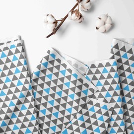 Bacati - 2 Pack Woodlands Triangles Neutral 100% Cotton Universal Baby US Standard Crib or Toddler Bed Fitted Sheets (Aqua/Grey)