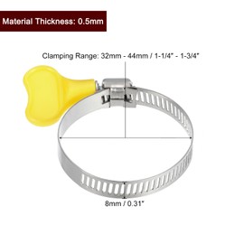 uxcell Worm Gear Hose Clamp, 24pcs 1 1/4" - 1 3/4" Key Type Adjustable Stainless Steel Hose Clamps with Plastic Handle for Securing Hose