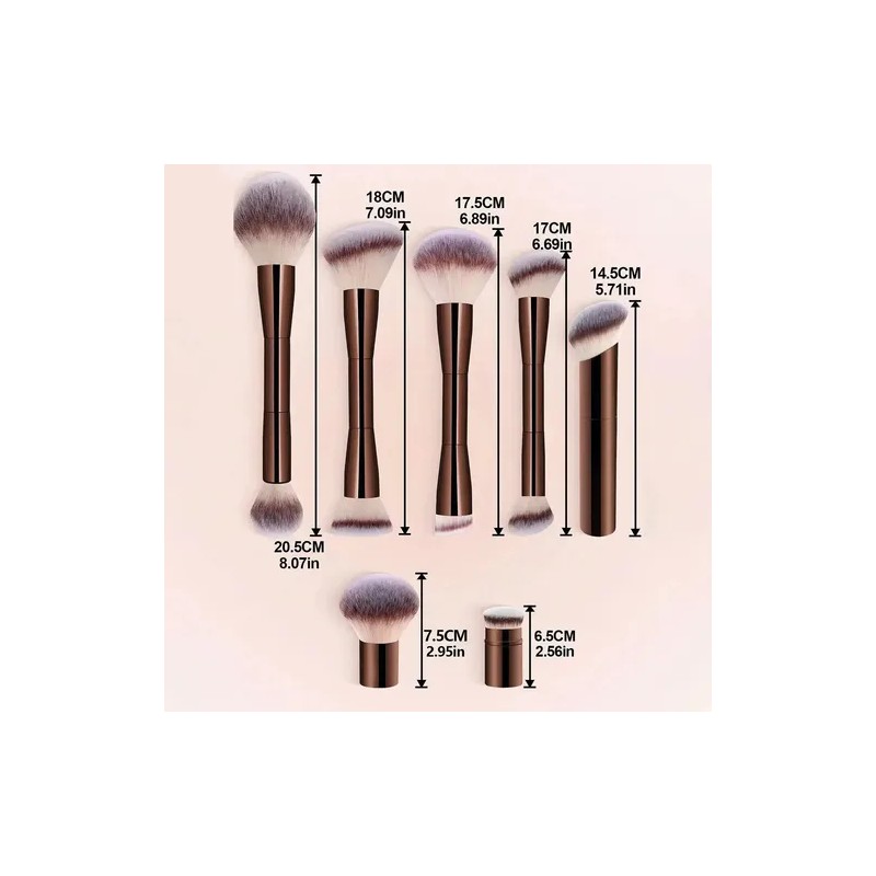 Set 7 Brochas Maquillaje Profesional Alto Nivel Color