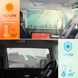LLKUANG 100% Protection from Bugs for Toyota FJ Cruiser 2007-2021 Shade Breathable Mesh Car Curtains Door/Window Net Car Window Screens for Camping-2Pcs