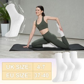 Zuimei 3 Pairs Pilates Socks Non Slip Yoga Socks for Women Reformer Pilates Grip Sock Anti Slip Slipper Socks for Yoga Trampoline Dance Hospital Home