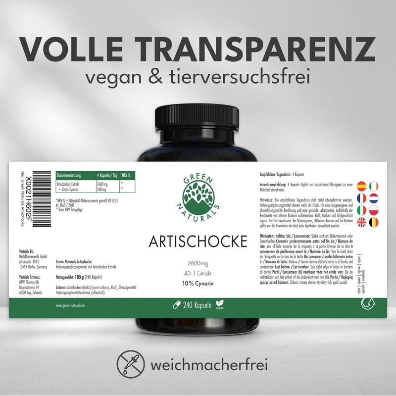 Green Naturals Artichoke - High Dose: 2,600 mg Extract -