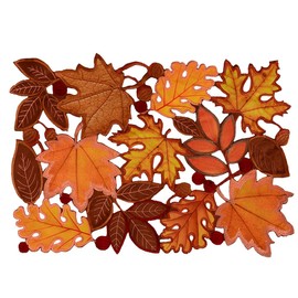 Simhomsen Set of 4 Embroidered Leaves Table Place-mats for Thanksgiving, Fall or Autumn Harvest Decorations 14 × 20 inches
