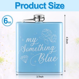 Tanlade Bride Flask 6 oz My Something Blue Gift for Bride Funny Blue Liquor Alcohol Flask with Powder Coated Stainless Steel Hip Flask for Bachelorette Wedding Party Supplies