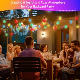 L LAMPOP Solar Christmas Lights Outdoor Waterproof C7 50 LED Ultra Bright Strawberry Fairy String Lights 8 Modes Solar Lights for Outside Garden Patio Wedding Party Christmas Decoration(Multicolor)