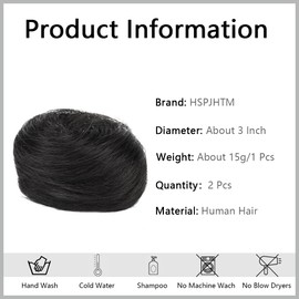 HSPJHTM 2 PCS Mini Claw Clip in Messy & Cat Ears Hair Bun Extensions Wig Human hair Accessory Updo Hairpieces for Women Girls - Black