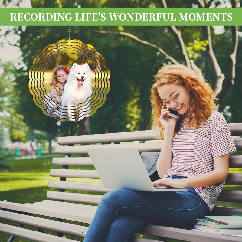 Encooldesty 4 pcs 8 inch Sublimation Wind Spinner Blank,Hanging Wind