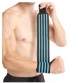 Wrist Wraps with Thumb Loop - Best Heavy Duty Support for Weightlifting Wrist Straps Strength Training Powerlifting Bodybuilding (Blue Stripe, Adjustable)