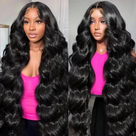 Erqq Pelucas De Cabello Humano Con Ondas Corporales De 32" Y Encaje Frontal Hd De 13X6 Prearrancada Densidad 200 Para Mujer Pelucas de cabello humano con ondas cor