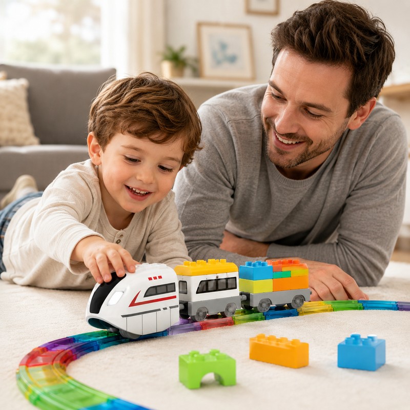 Rechargeable Magnetic Train Set for Kids – Motorized Building Block