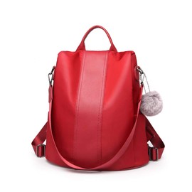 Miss Lulu Women's Small Backpack - Travel Rucksuck in Nylon, Suitable for School Camping Cylce Outdoor (Burgundy)