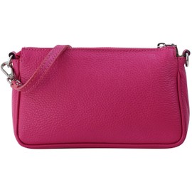 SH Leder Jennie G323 Genuine Leather Shoulder Bag Handbag Clutch Small Bag Evening Bag 23 x 13 cm, pink