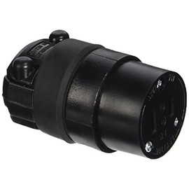 Leviton Cord Outlet, Polarized, Rubber w, 1 Count, 15 Amp, 125 Volt, 115CR, Black