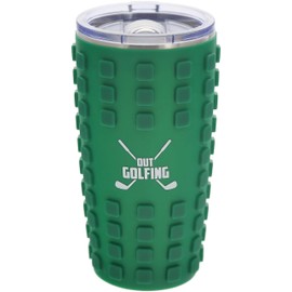 Pavilion - Out Golfing - 20 ounce Stainless Steel Vacuum Insulated Tumbler with MagSlider Lid and Silicone Sleeve, Gift For Golfers, Golfing, Golf, 1 Count, 3.5 x 3.5 x 6.75 inches, Green