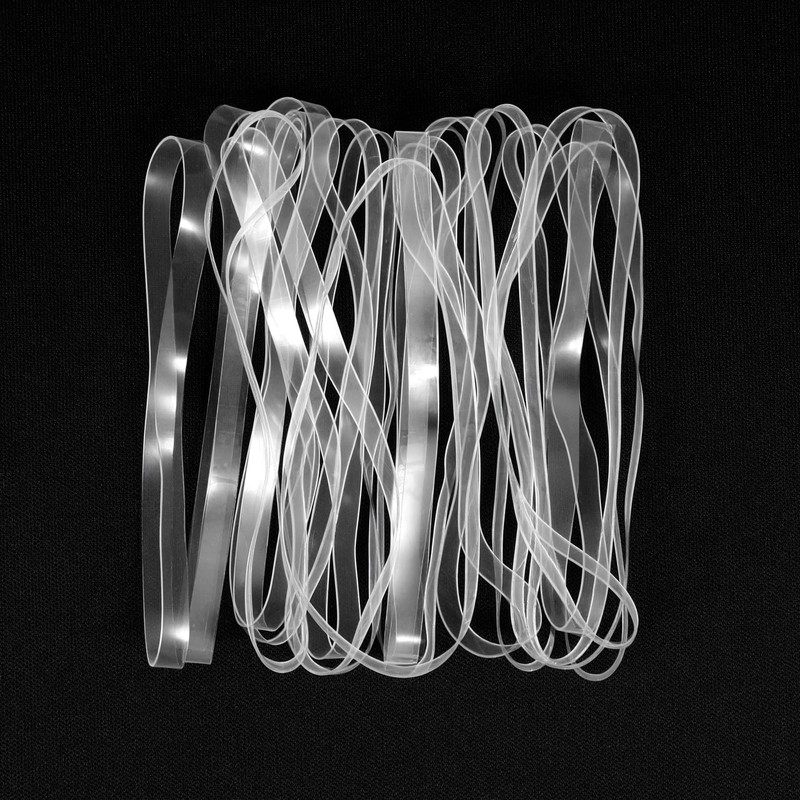 50 Pcs Clear Rubber Bands 200x5mm (Perimeter x Width) Transparent