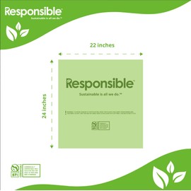 Responsible Products Kitchen Bin Liners, Certified Compostable, Heavy Duty Multipurpose Food Scrap Bags, Made from Compostable Materials (8 Gallon, 8 Gallon (20 Count))
