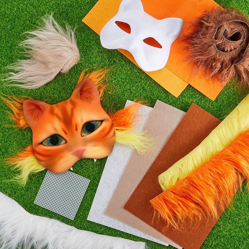 Seenelling 19 Pcs DIY Therian Mask Kit Blank Cat Mask