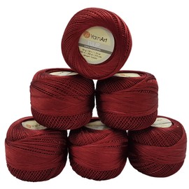 YarnArt Tulip 6 x 50 g Pack, Silk Yarn, Microfibre Yarn, Satin Yarn, Silk Brilliant Yarn, Shiny Yarn (Bordeaux 422)
