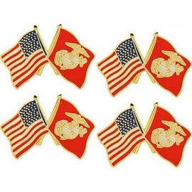 MilitaryBest USA/Marine Corps Crossed Flags Lapel PIN 4 Pack