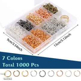 GMMA 1000Pcs 10mm Open Jump Rings for Jewelry Making，7 Colors/Box Jump Rings for key chain making kit with 1Pcs Jump Ring Open/Close Tool (10mm/0.39")