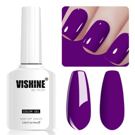 Vishine Purple Gel Nail Polish, 16ml, 1 Pcs, 1 Set, 1 Item, Glossy Finish, Long Wearing, Full Well Tips, Solid Pattern, Gel Material, UV LED Curing, Soak Off, Non-Toxic, 0.54 Fl Oz