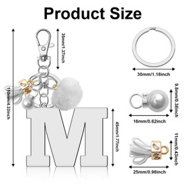 Ximalun Initial Letter A-Z Keyring Initial Letter Pendant with Key Ring Initial Letter Keychain Alphabet Initial Letter Keyring for Women Purse Backpack Handbag