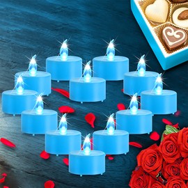 Flameless LED Tea Lights Candles, Battery Operated Flickering Electric Fake Candles Bulk, 100Pack Powered Votive Tealights Long Lasting 200H+ Bright Blue Lamp for Seasonal and Festive Decoration