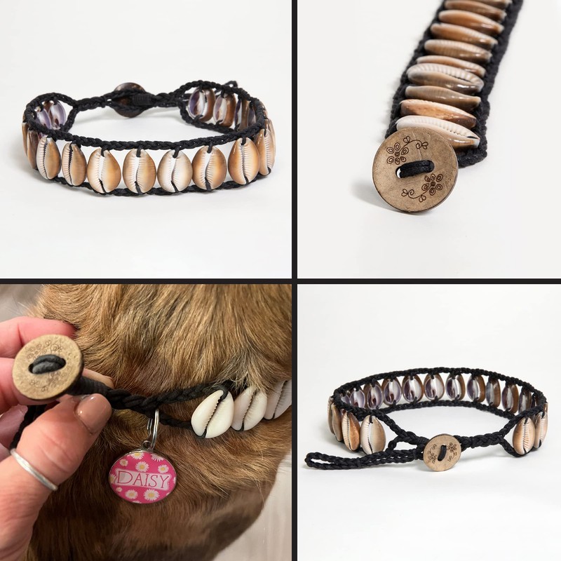Handmade Seashell Dog Collar, Fasionable Natural Novility Origional Coastal Beach