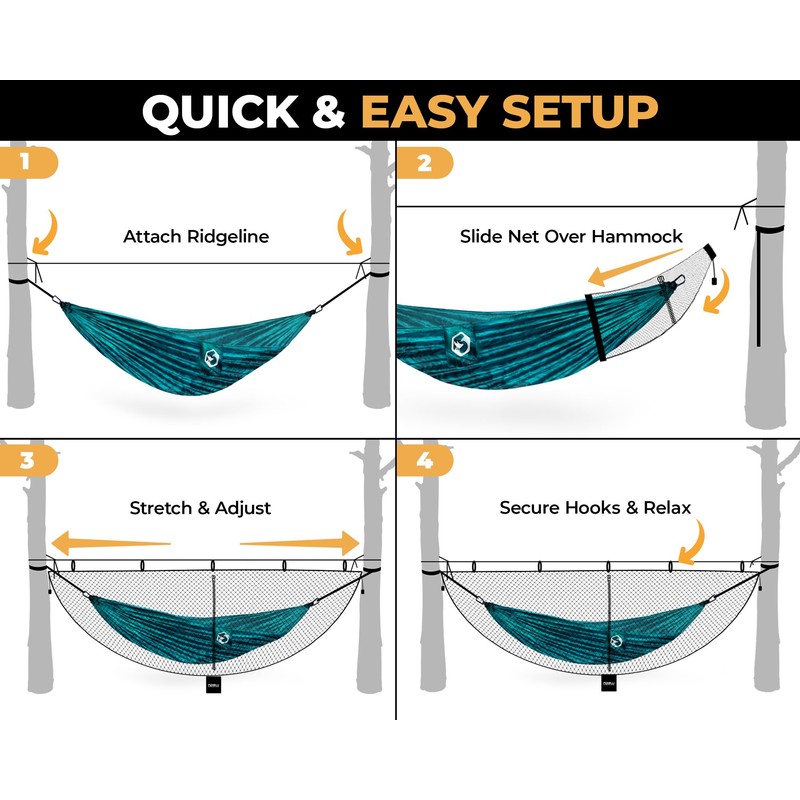 Foxelli XL Hammock Net – 12ft Net for Hammocks, Lightweight