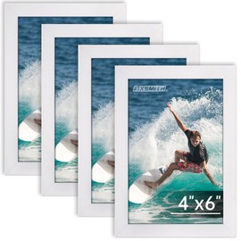 FIXSMITH 4x6 Picture Frame Bulk-4 Pack, Photo Frame 4x6 with HD Plexiglass, White Picture Frames Collage Wall Decor, Wall & Tabletop Picture Frames