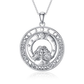 WINNICACA Sterling Silver Triple Moon Goddess Necklace for Women Girls Celtic Pagan Wiccan Amulet Jewellery