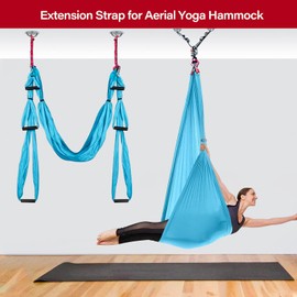 DASKING 2 Pack Daisy Chain, 110cm Yoga Hammock Extension Strap, 23KN Strong Climbing Sling, Multi Loops Adjustable Nylon Yoga Exercise Band for Stretching, Pilates, Fitness Workout - Red