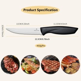Targzier - Juego de 4 cuchillos para carne, cuchillos para bistec, cuchillos para bistec, cuchillos para bistec, cuchillos para bistec de cocina duraderos, cuchillos ergonómicos de mango plateado