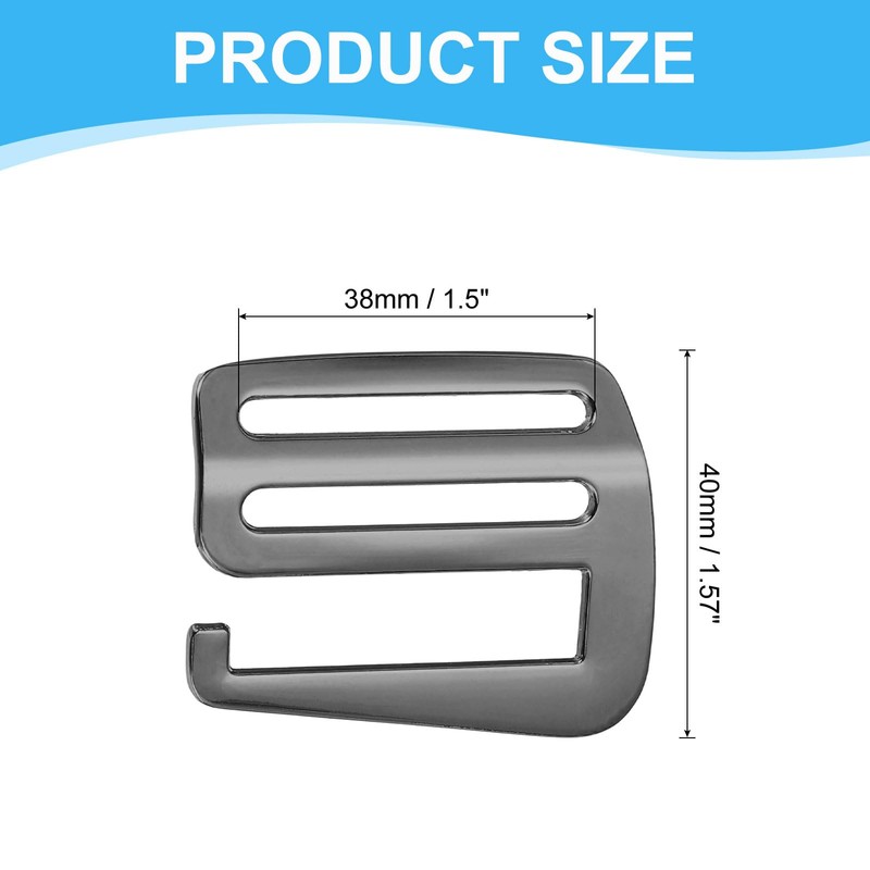 PATIKIL G Hook Webbing Slide Buckles 25mm, 2 Pair Metal