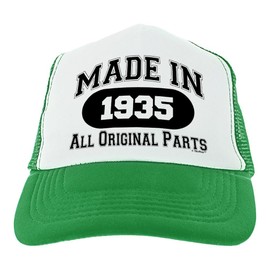 ThisWear 90th Birthday Gifts Made in 1935 All Original Parts Bday Hat Turning 90 Birthday Party Trucker Hat Green