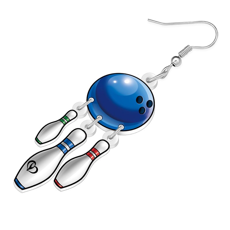 DUOWEI Acrylic Funny Bowling Ball Earrings Dangle Cute Sport Balls