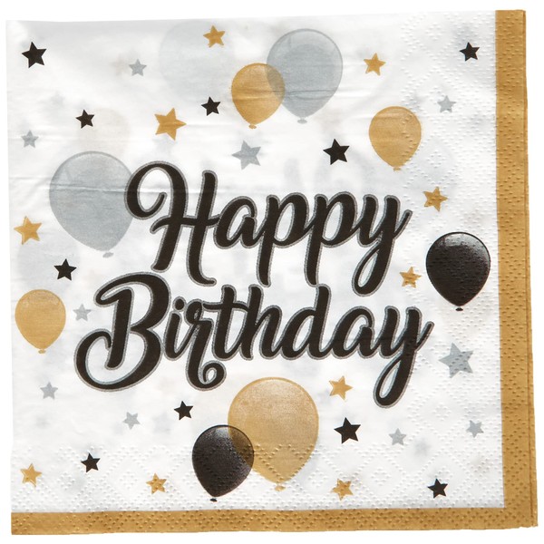 Procos 88863 - Servietten Happy Birthday, Milestone, 20 Stück, Größe 33 x 33 cm, Papierservietten mit Motiv, Tischdekoration, Mundtuch, Geburtstag, Luftballons, Ballons