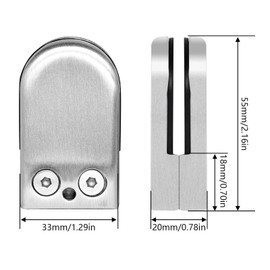 8Pcs Glass Clamps, 6-8mm Adjustable Glass Bracket Stainless Steel Flat Back Round Glass Clip Grip for Stair, Balustrade and Handrail